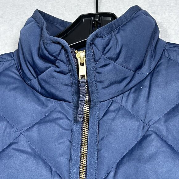 J Crew Vest Womens Small Blue Excursion Puffer Jacket Full Zip Quilted Down - Picture 2 of 11